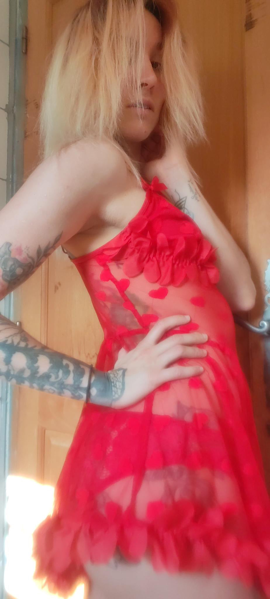 Valentina - Romantic Red Tulle Nightgown