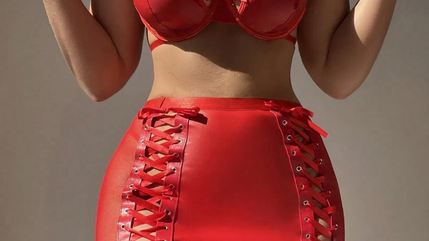 Electra - Tenue Rouge Simili Cuir