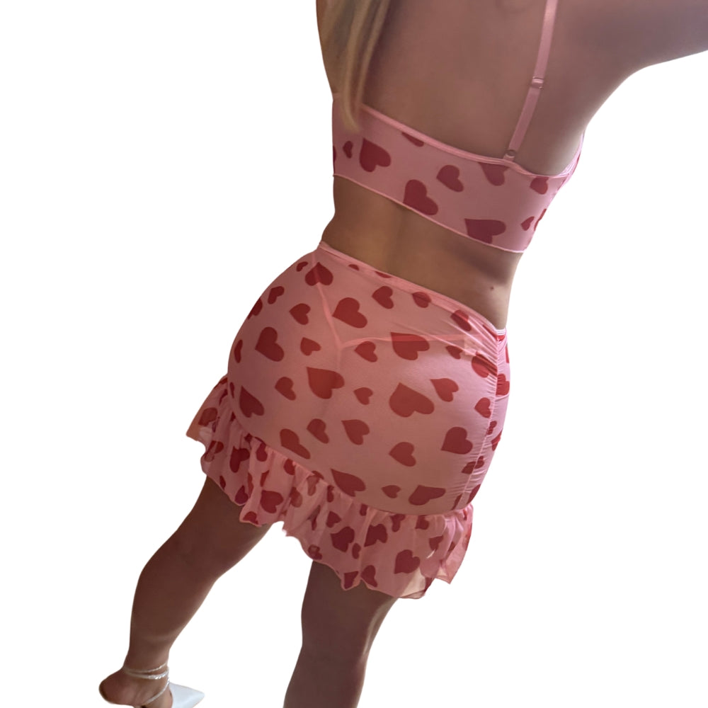 Cherry - Romantic Pink Pajamas with Red Hearts