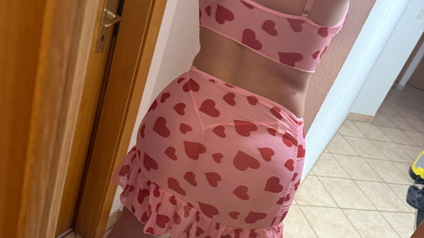 Cherry - Romantic Pink Pajamas with Red Hearts
