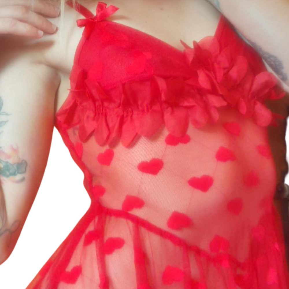 Valentina - Romantic Red Tulle Nightgown