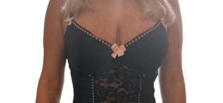 Victoria - Schwarzes Korsett mit rosa Details