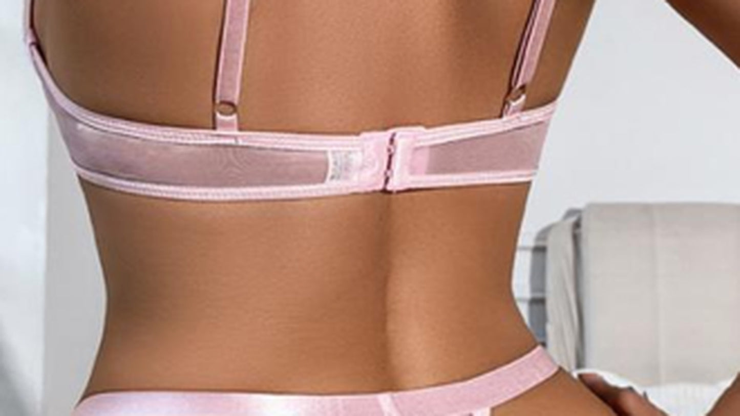 Chloé - Ensemble soutien gorge + string rose douceur Satin