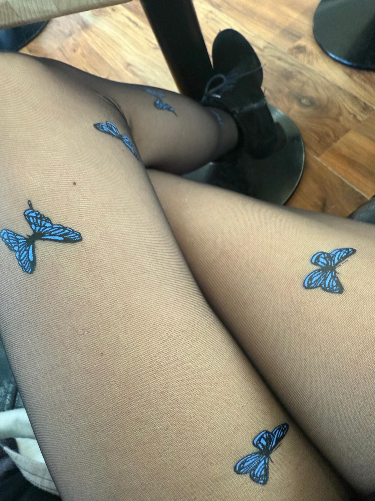 Blaue Schmetterlingsstrumpfhose