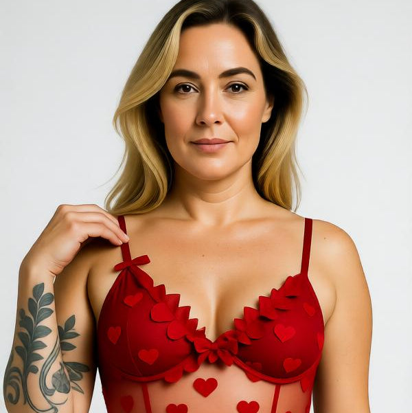 Valentina - Robe de Nuit Romantique en Tulle Rouge