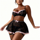 Anouchka - Set aus BH, Tanga, Rock und Strumpfgürtel