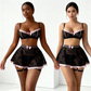 Anouchka - Set aus BH, Tanga, Rock und Strumpfgürtel