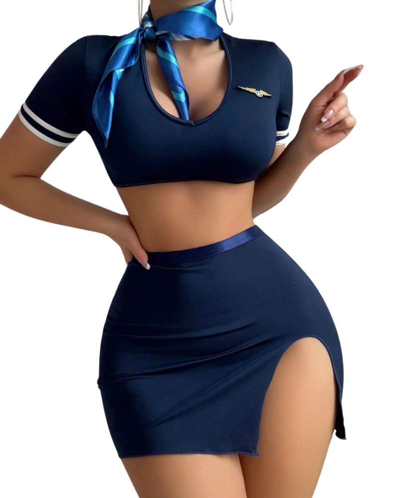 Hélène – Navy Blue Flight Attendant Costume