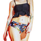 Calypso - Maillot de bain Bustier noir Culotte fleurie