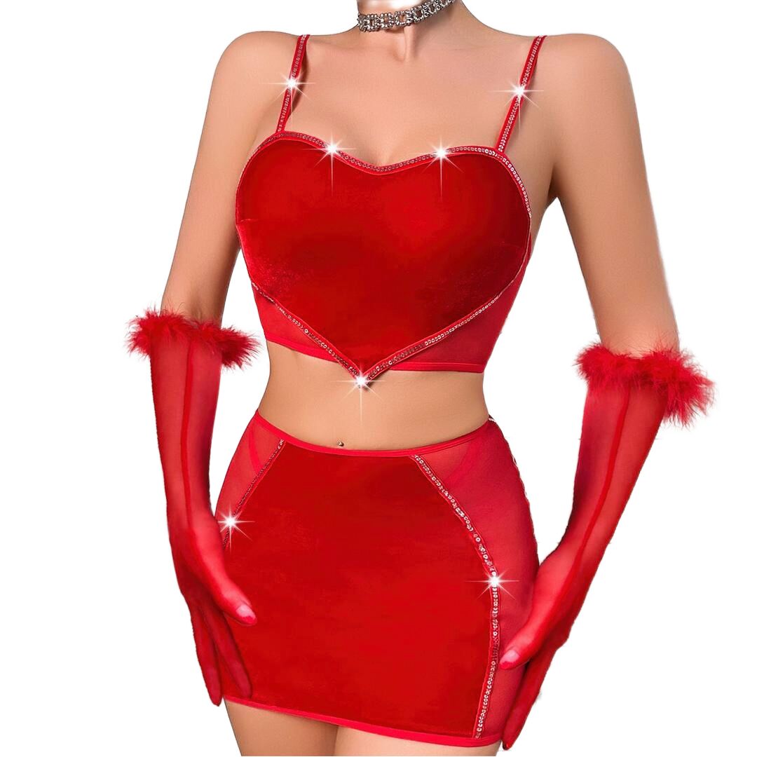 Clara - Lingerie Cœur Rouge Scintillant