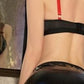 Meredith - Costume Infirmière rouge et noir simili cuir
