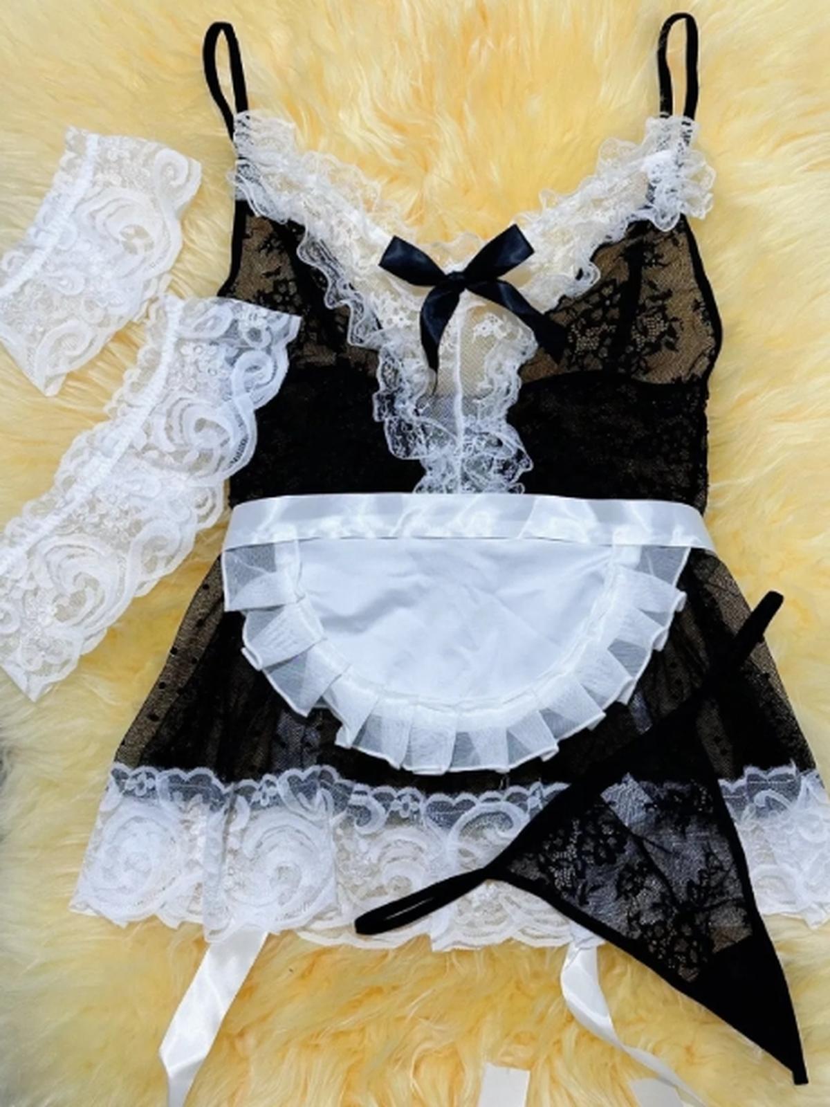 Nafiss - Tenue Femme de Chambre Noire et Blanche