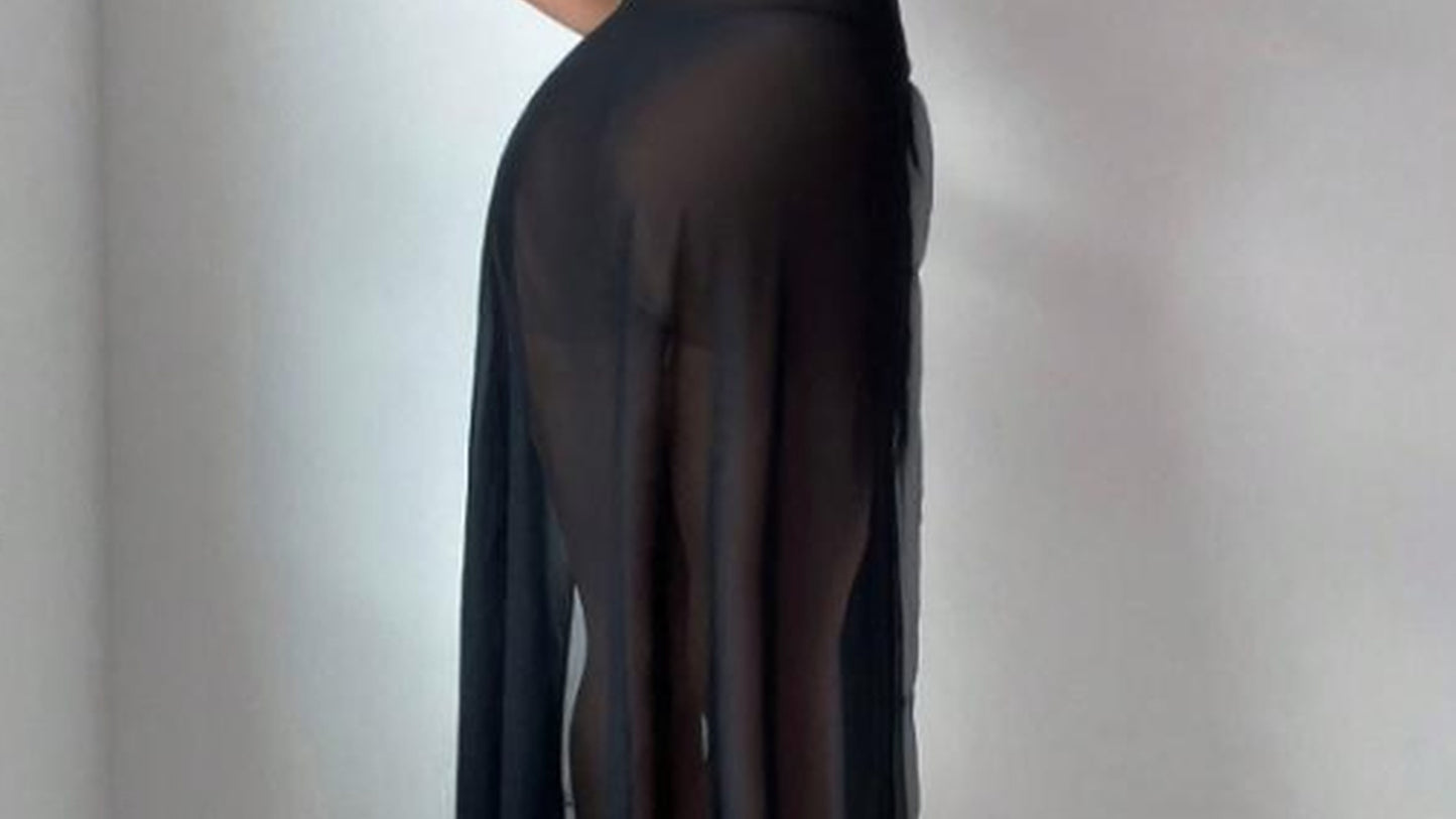 Padmey – Schwarzes Glitzer-Outfit mit Ketten