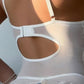 Romy - Chic Bustier in White and Pastel Blue