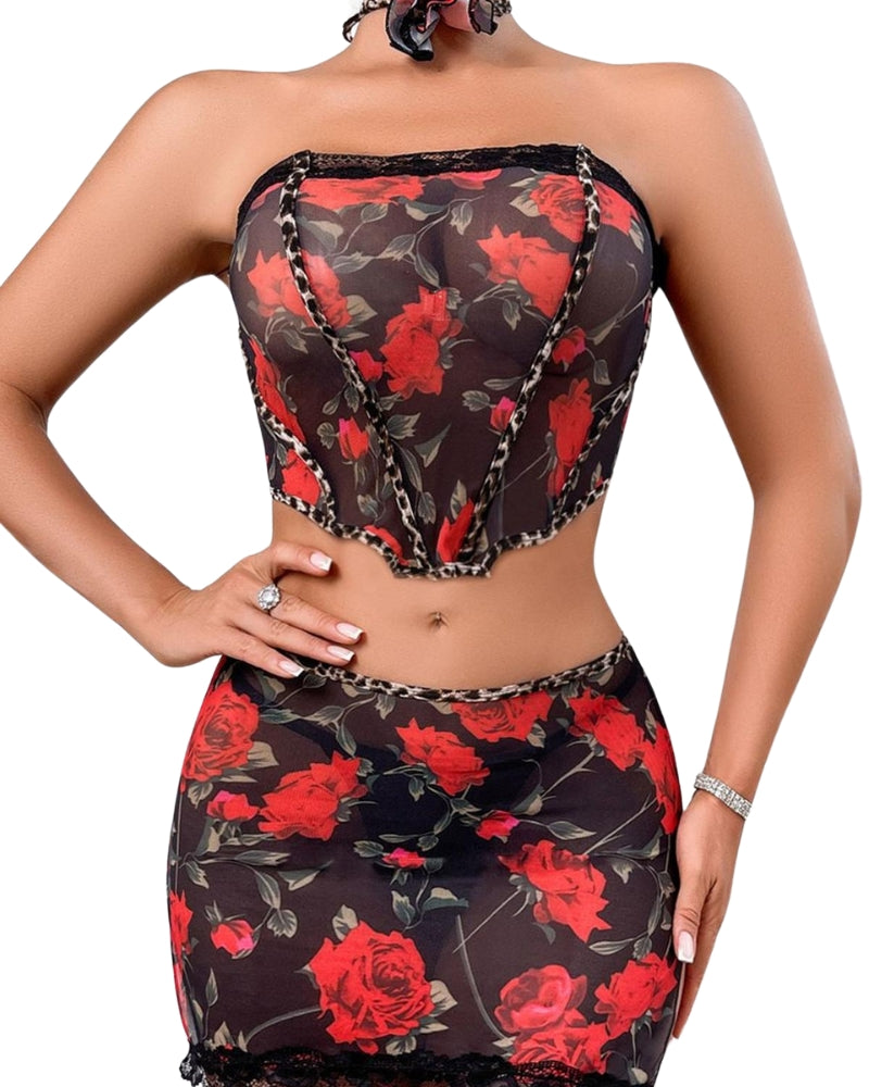 Beatriz - Red and black flower set