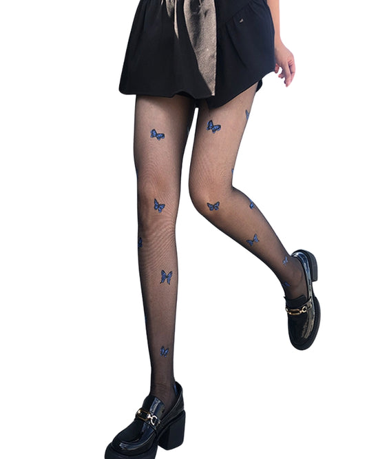Blue Butterfly Tights