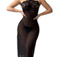 Dina - Robe de nuit noire légère + String