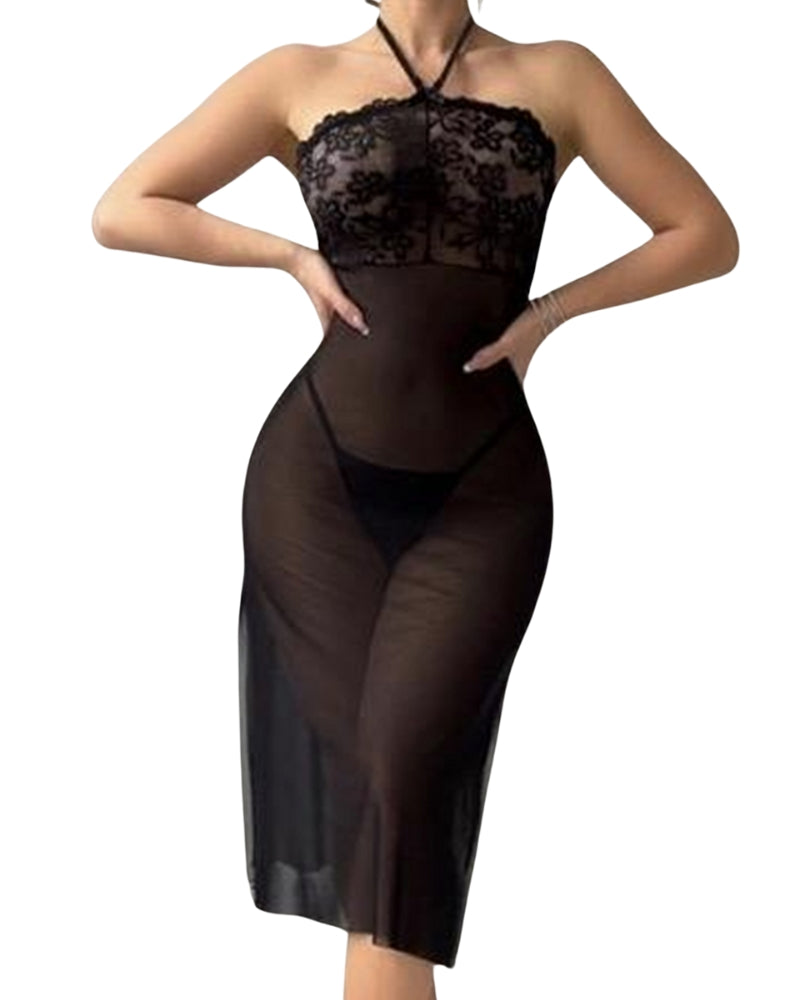 Dina - Light black nightgown + Thong