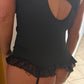Victoria - Schwarzes Korsett mit rosa Details