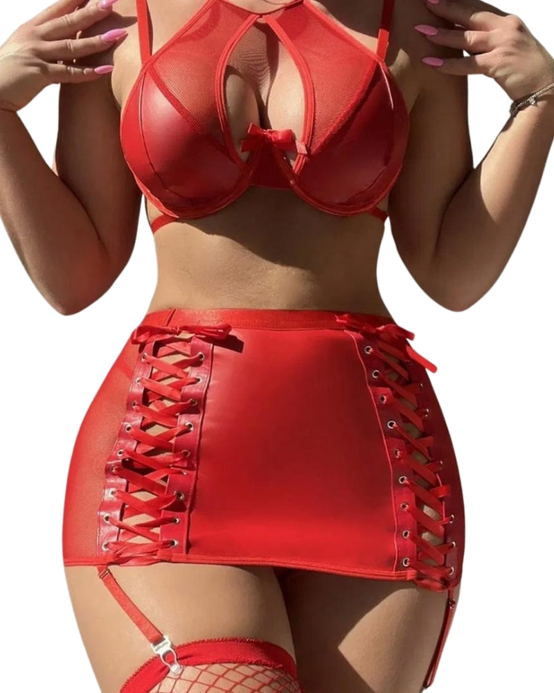 Electra - Tenue Rouge Simili Cuir