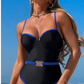 Azura - Black blue one-piece swimsuit with buckle