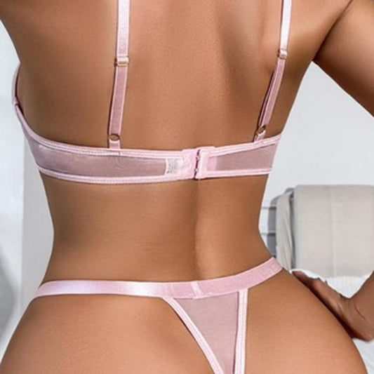 Chloé - Ensemble soutien gorge + string rose douceur Satin