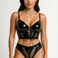 Athena – Black vinyl &amp; mesh corset-effect lingerie set