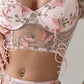Julia - BH-Set mit Ärmeln
 - String - Rosa gestickte Schmetterlinge