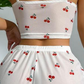 Lola - Delicate pajamas set with white strappy top and shorts