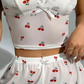 Lola - Delicate pajamas set with white strappy top and shorts