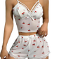 Lola - Delicate pajamas set with white strappy top and shorts